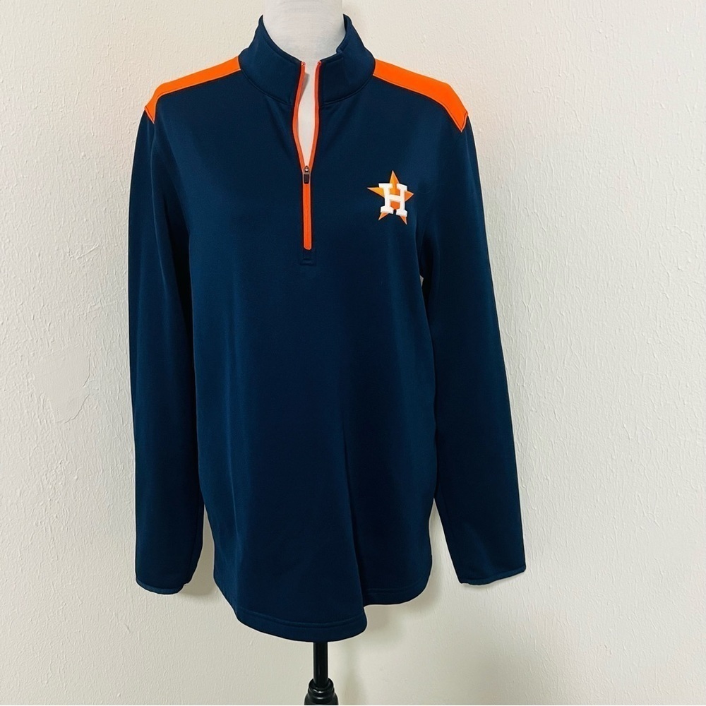 MLB Medium Houston Astros Genuine Merchandise 1/2 Zip Navy Golf Jacket Men's EUC